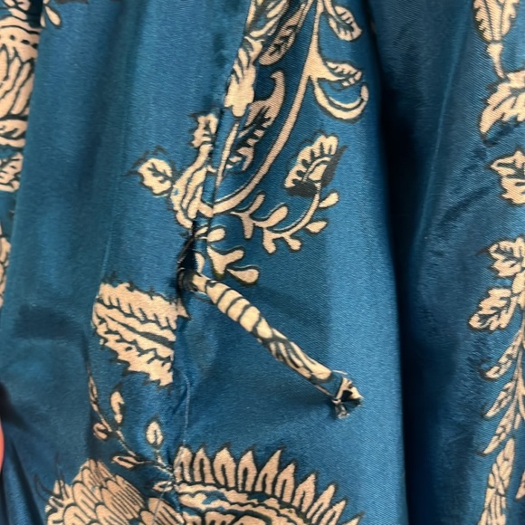 Hannah Artwear Larissa Midi Dress Womens Blue Floral Silk V-Neck Size 1 US 6 - Picture 9 of 9